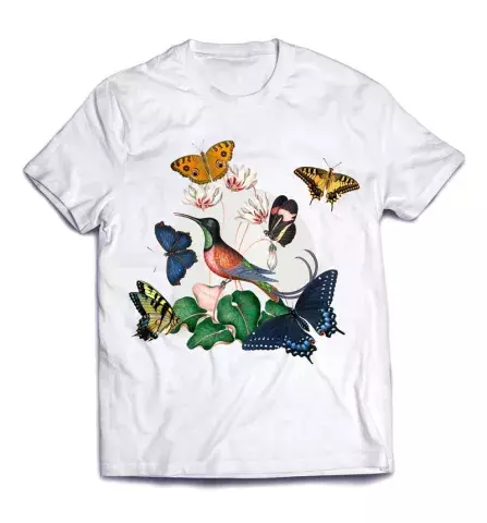 Отпадная футболка с принтом - Птица и бабочки