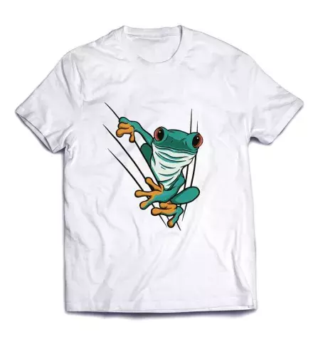 Интересная футболка с принтом - Зеленый лягушенок