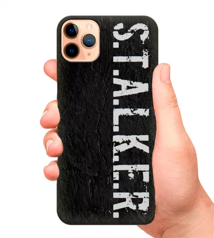 Чехол на смартфон из силикона - STALKER Сталкер логотип белым на черном фоне