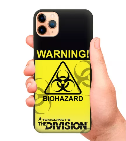Силиконовый чехол для телефона - The Division Дивижн Warning Biohazard черный чехол