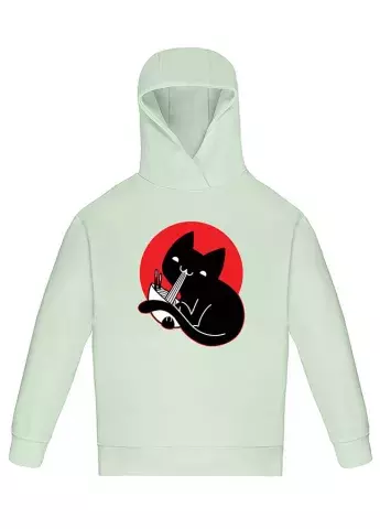 Классное худи с рисунком - Котик ест рамен