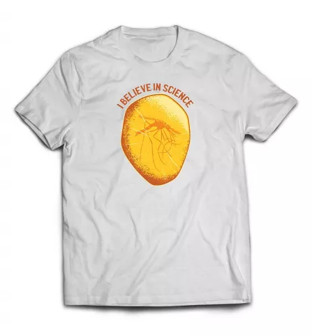Трендовая футболка с принтом -  I believe in science / Верю в науку