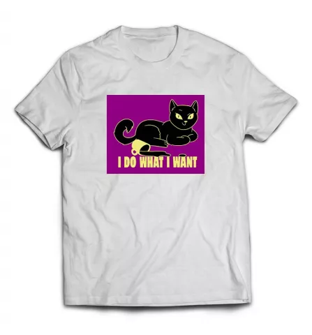 Классная футболка с котиком - I do what I want 