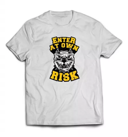 Прикольная футболка - Enter at own risk / Входи на свой страх и риск