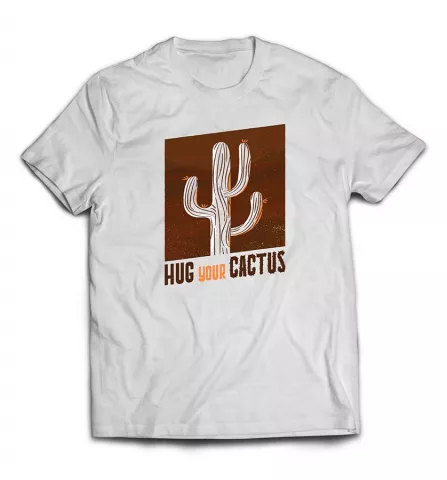 Футболка с дизайном - Hug your cactus / Обними свой кактус