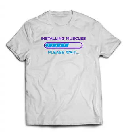 Заказать мужскую футболку с картинкой - Installing muscles / Инсталляция мышц