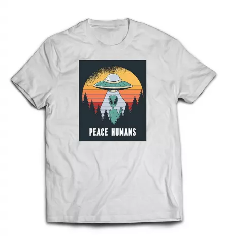 Заказать футболку унисекс с надписью - Peace humans / Мир вам, люди