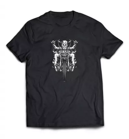 Прикольная футболка для байкера - Скелет на мотоцикле