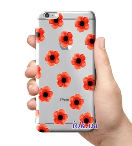 Чехол для смартфона с принтом - Красные цветочки