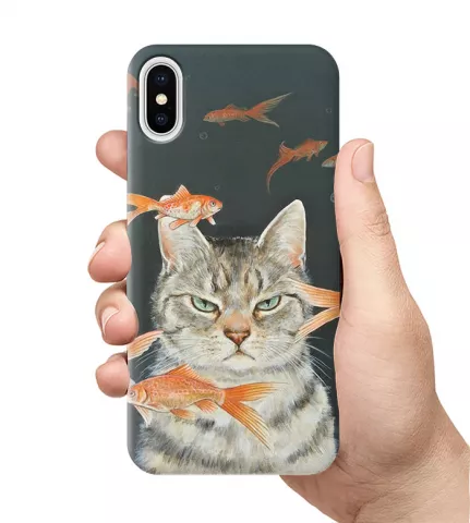 Чехол для телефона - Котик и рыбки