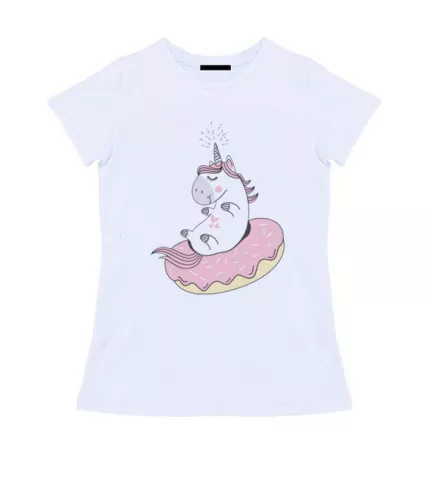 Женская футболка - Единорог в пончике