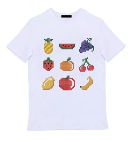 Белая мужская футболка - Пиксельные фрукты
