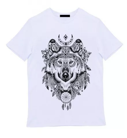 Белая мужская футболка - Wild wolf