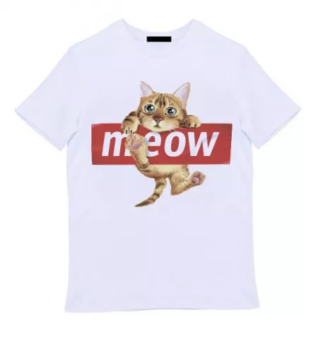Белая мужская футболка - Meow