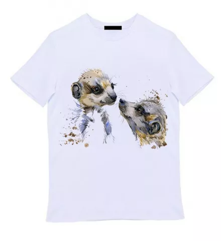 Белая мужская футболка - Meerkats