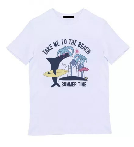 Белая мужская футболка - Take me to the beach