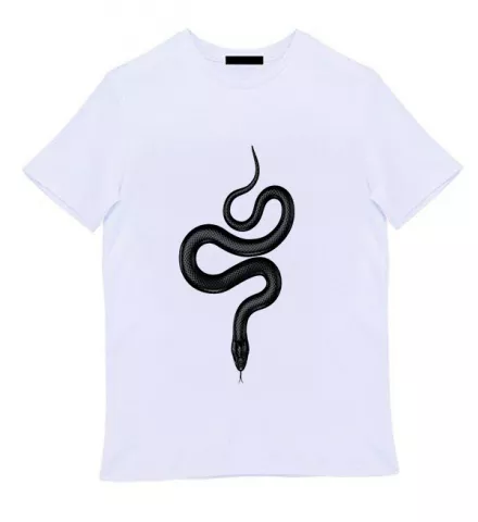 Белая мужская футболка - Черная змея