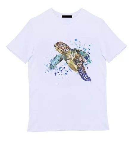 Белая мужская футболка - Watercolor turtle
