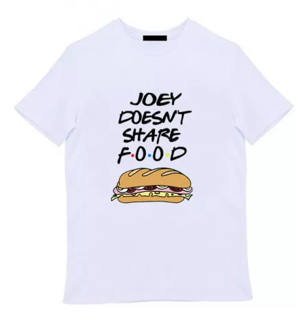 Белая мужская футболка - ‎Joey doesn't share food