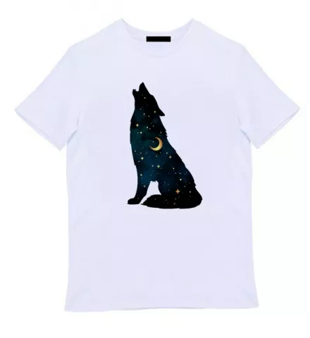 Белая мужская футболка - Одинокий волк