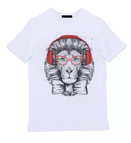 Белая мужская футболка - Стильный лев