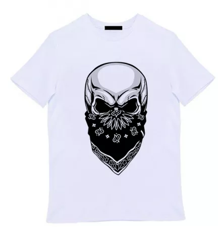 Белая мужская футболка - Gangster skull