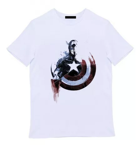 Белая мужская футболка - Captain America