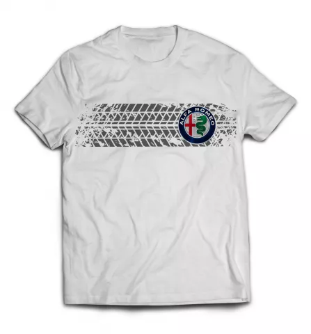 Белая футболка - Альфа Ромео дизайн 