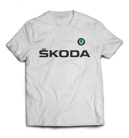 Белая футболка - Skoda принт