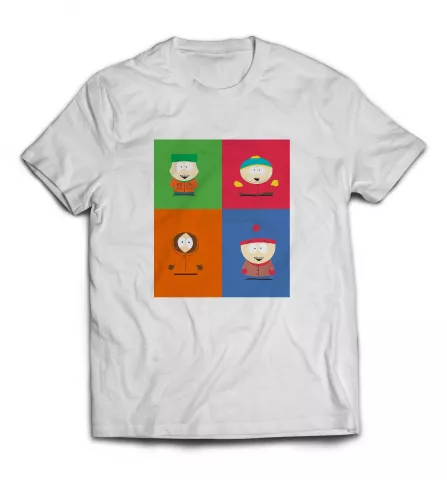 Белая футболка -  South park дизайн