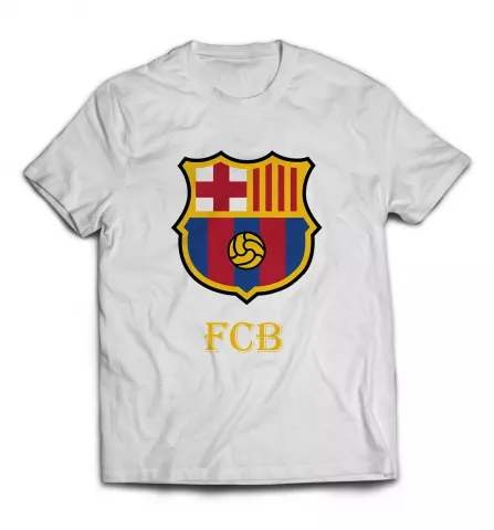 Белая футболка - FCB принт