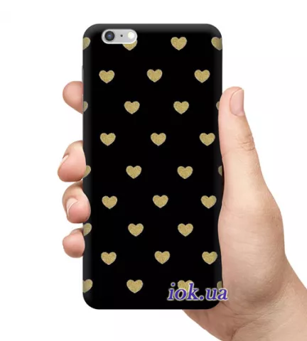 Чехол для смартфона с золотыми сердечками