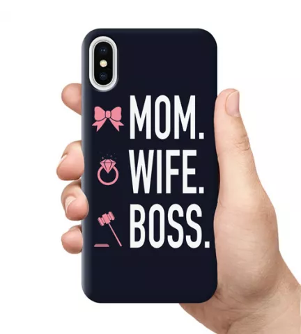 Чехол для смартфона с принтом - Mom.Wife.Boss