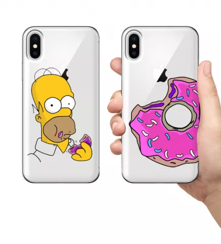 Парные чехлы для смартфонов - Гомер и пончик
