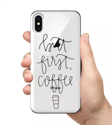 Чехол для смартфона с принтом - But first coffee  