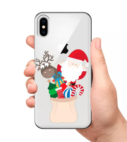 Чехол для смартфона с принтом - Дед мороз с подарками