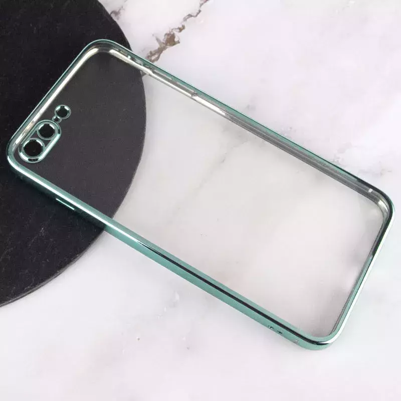 Прозрачный силиконовый чехол глянцевая окантовка Full Camera для Apple iPhone 7 plus/8 plus (5.5), Зеленый