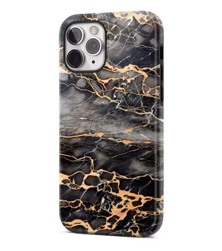 Apple iPhone 11 Pro гибридный противоударный чехол с картинкой - Золотой мрамор