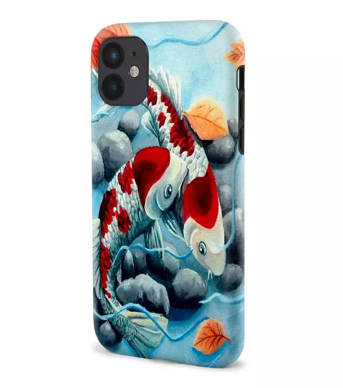 iPhone 12 Mini гибридный противоударный чехол с картинкой - Любовь рыбок