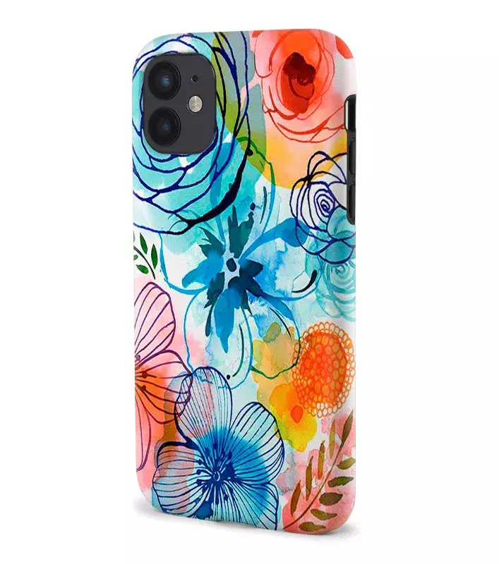 iPhone 12 Mini гибридный противоударный чехол с картинкой - Арт цветы