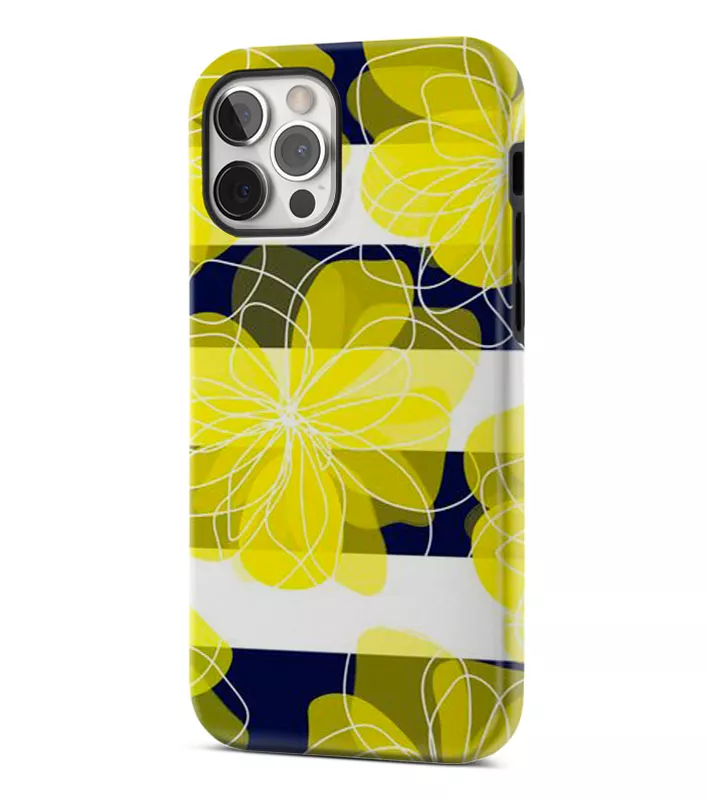 iPhone 12 Pro гибридный противоударный чехол с картинкой - Желтые цветы