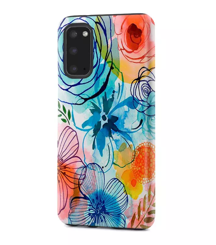 Samsung Galaxy Note 20 гибридный противоударный чехол с картинкой - Арт цветы