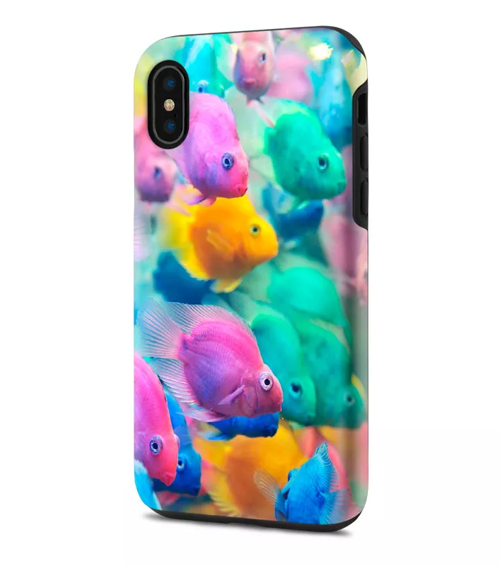 Apple iPhone XS гибридный противоударный чехол с картинкой - Морские рыбки