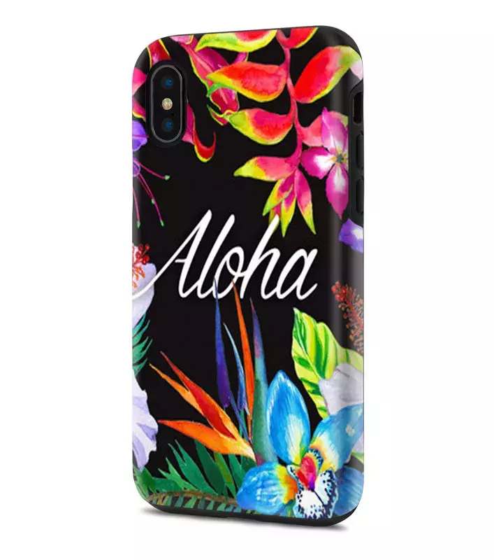Apple iPhone XS Max гибридный противоударный чехол с картинкой - Aloha Flowers
