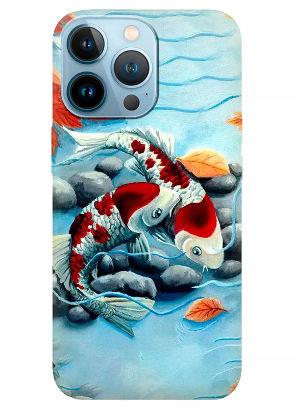Apple iPhone 13 Pro силиконовый чехол с картинкой - Любовь рыбок