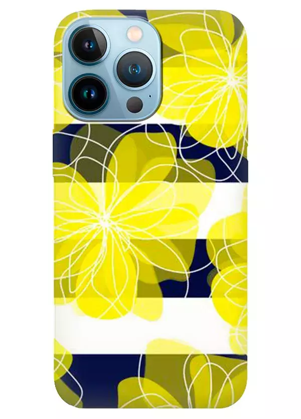 Apple iPhone 13 Pro силиконовый чехол с картинкой - Желтые цветы