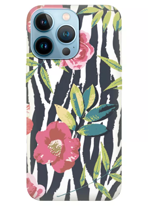 Apple iPhone 13 Pro силиконовый чехол с картинкой - Пастельные цветы