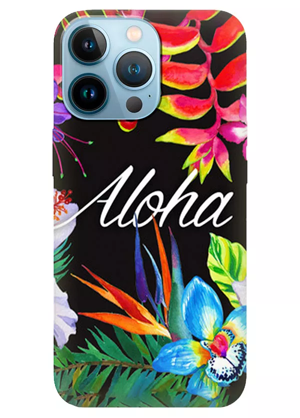 Apple iPhone 13 Pro силиконовый чехол с картинкой - Aloha Flowers