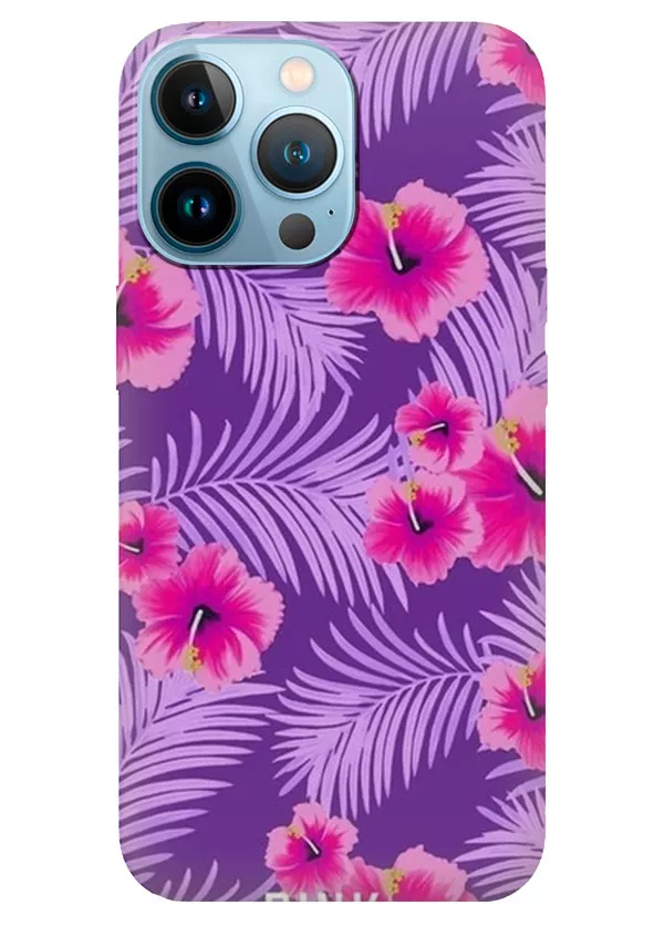 Apple iPhone 13 Pro силиконовый чехол с картинкой - Тропические цветочки