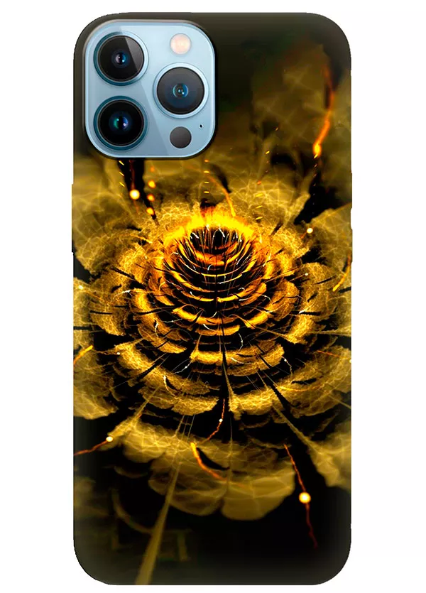 Apple iPhone 13 Pro Max силиконовый чехол с картинкой - Золотой цветок